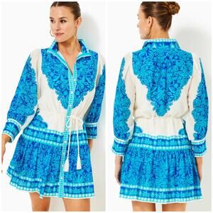 NEW Lilly Pulitzer Drena Dress Breezy Aqua Jungle Escape Engineered Woven Dress